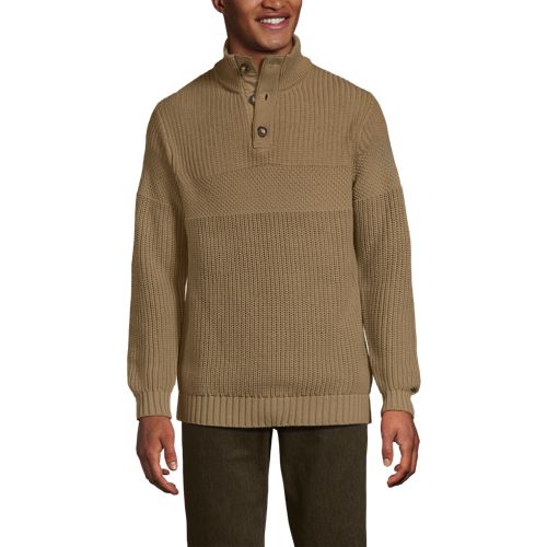  Lands' End Strukturierter Troyer-pullover Drifter, Herren, Größe:44-46 Regular, Braun, Baumwolle, By Lands' End 