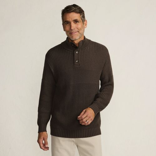  Lands' End Strukturierter Troyer-pullover Drifter, Herren, Größe:44-46 Regular, Braun, Baumwolle, By Lands' End 