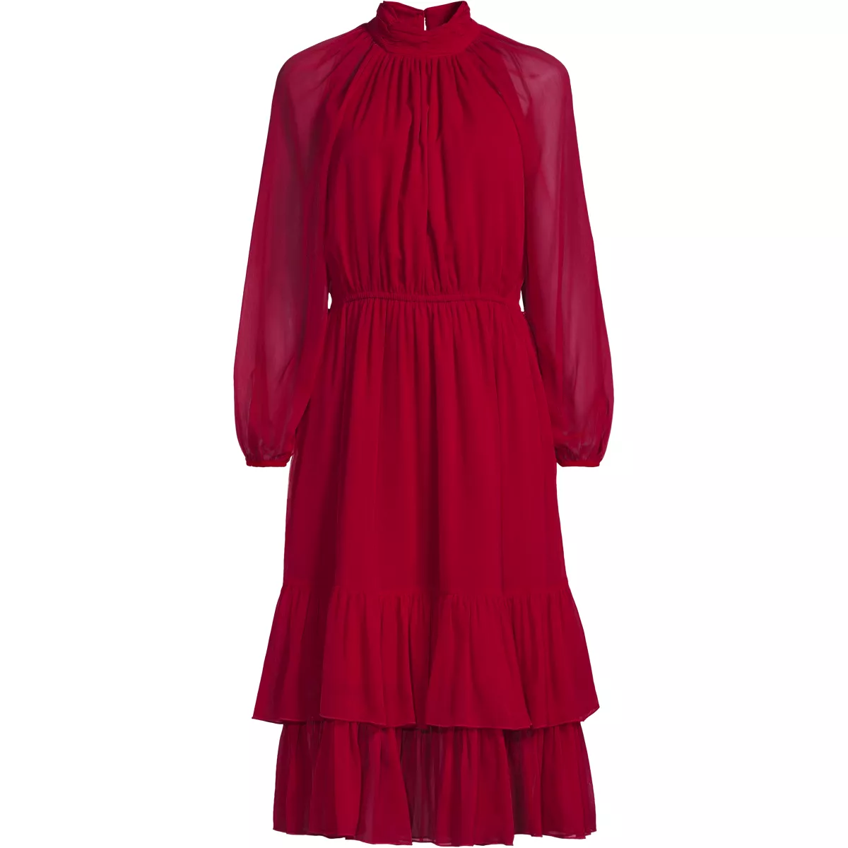 Women's Crinkle Chiffon Ruffle Dress