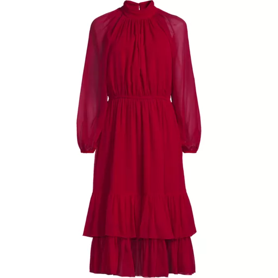 Women's Crinkle Chiffon Ruffle Dress - primary