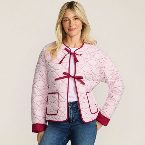  Lands' End Lands' End X Lulu Guinness Lips Steppjacke, Damen, Größe:32-34 Regular, Pink, Baumwolle, By Lands' End 