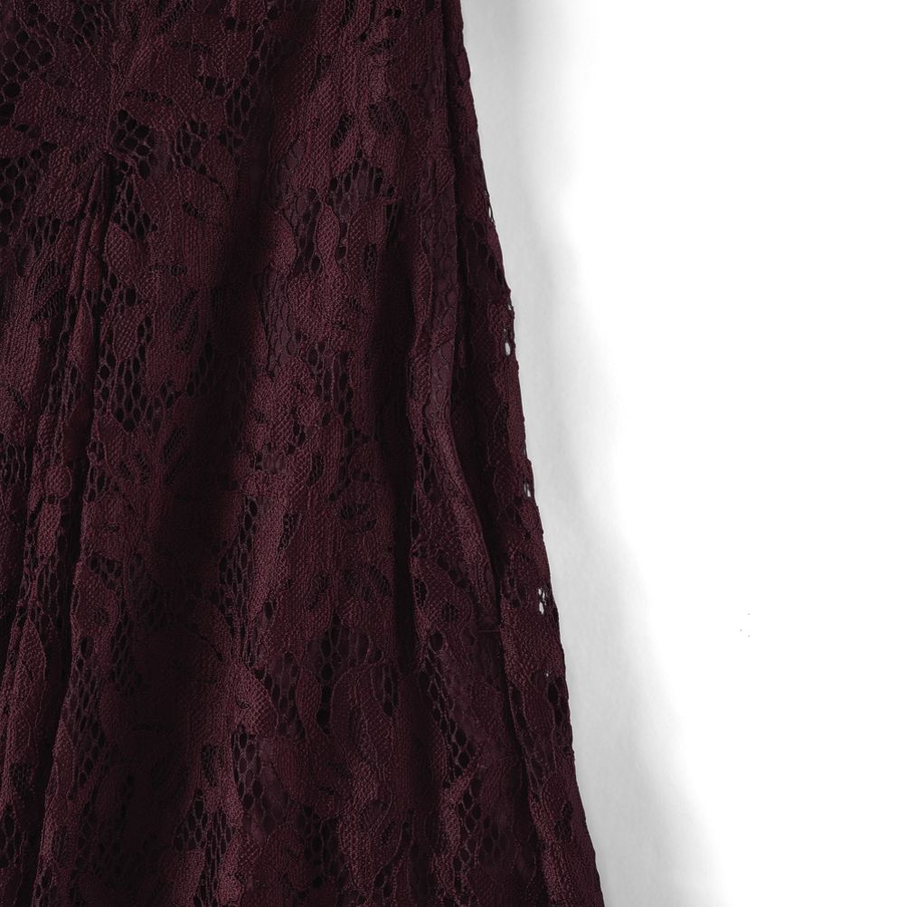 Women's Lace Pleated Square Neck Midi Dress | Lands' End