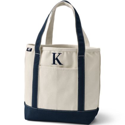 Pre-Monogrammed Letter Canvas Tote Bag - primary