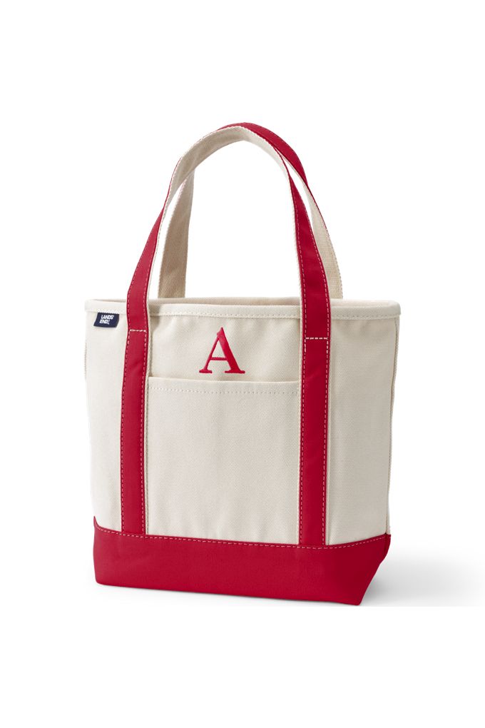 Pre-Monogrammed Letter A Canvas Tote Bag - Lands' End - Red