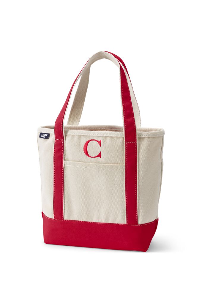 Pre-Monogrammed Letter C Canvas Tote Bag - Lands' End - Red