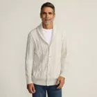 Men's Long Sleeve Cotton Blend Cable Shawl Cardigan