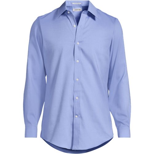Men's Long Sleeve No Iron Pinpoint Stay Collar Dress Shirt, Front