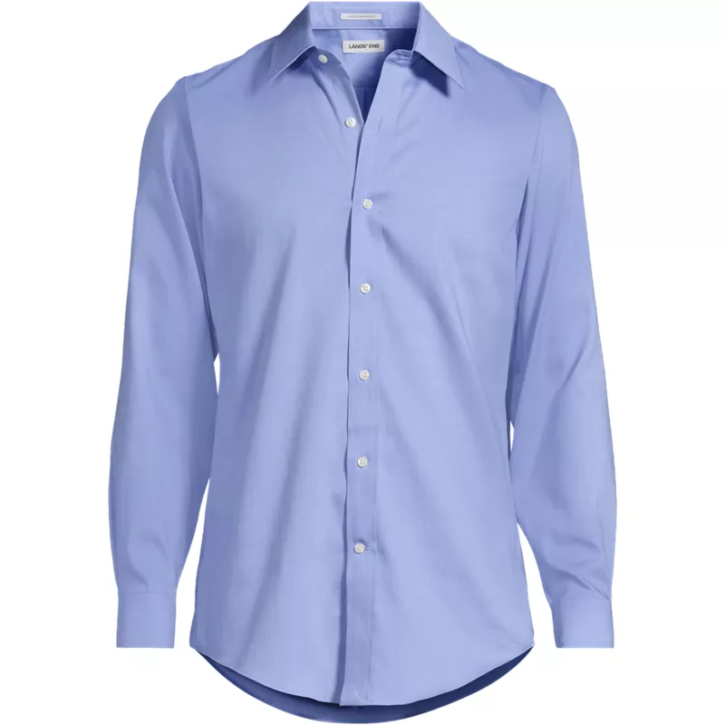 Men's Long Sleeve No Iron Pinpoint Stay Collar Dress Shirt, Front