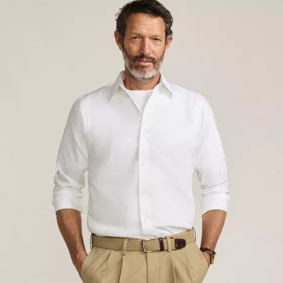 Men's Long Sleeve No Iron Pinpoint Stay Collar Dress Shirt - primary