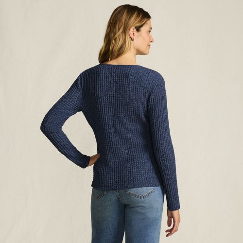  Lands' End Crinkle-cardigan, Damen, Größe:40-42 Petite, Blau, Polyester/viskose/polyester-mischung, By Lands' End 
