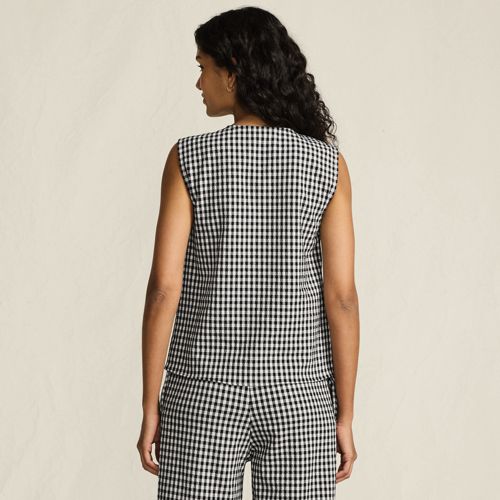  Lands' End ärmelloses Gingham-top Mit Schnürung, Damen, Größe:34 Petite, Schwarz, Baumwolle/polyester/baumwoll-mischung, By Lands' End 
