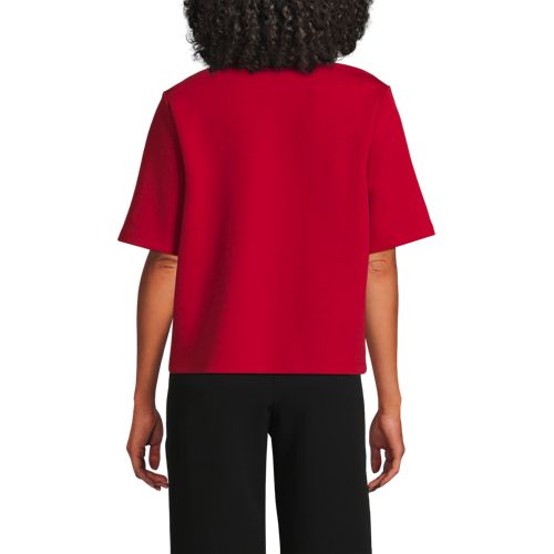  Lands' End Polo-shirt Soft Luxe Mit Offenem Ausschnitt, Damen, Größe:32-34 Regular, Rot, Baumwolle/polyester/polyester-mischung, By Lands' End 