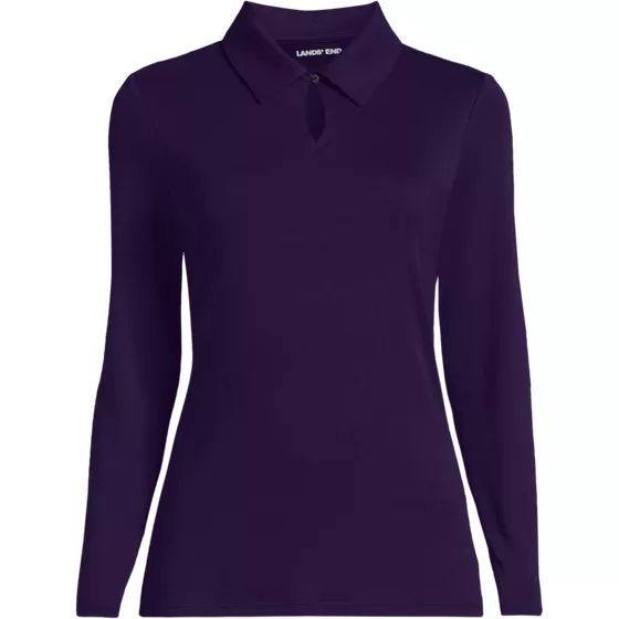 School Uniform Women's Supima Micro Modal Long Sleeve Convertible Collar Top - primary