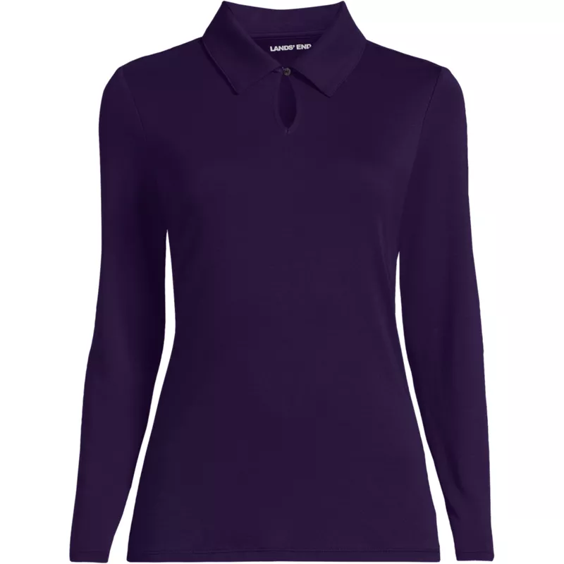 Women's Plus Supima Micro Modal Long Sleeve Convertible Collar Top, Front