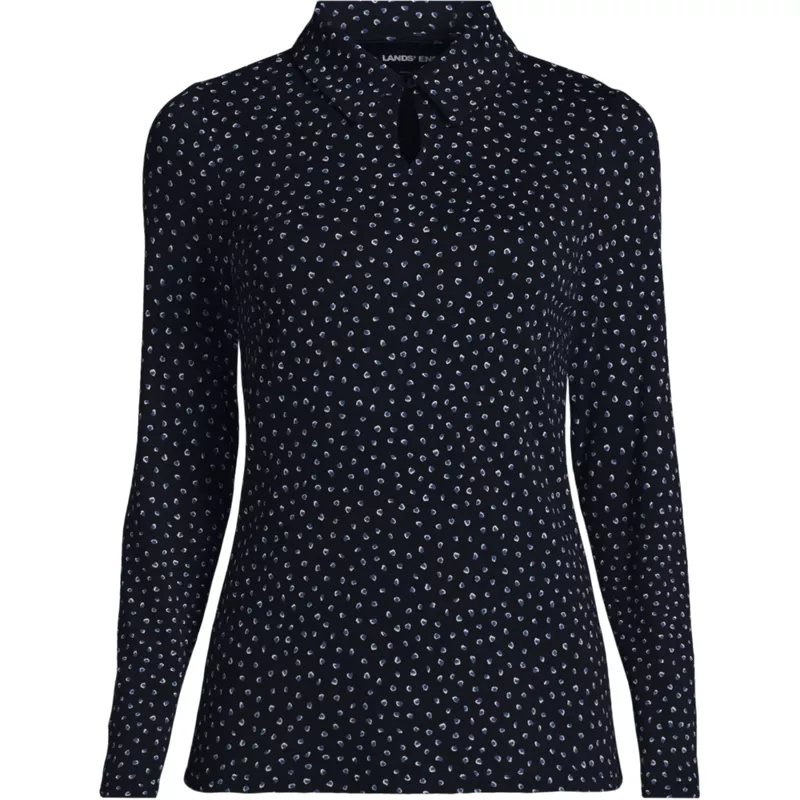 Women's Supima Micro Modal Long Sleeve Convertible Collar Top, Front