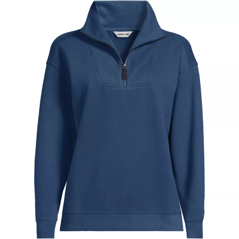 School Uniform Women's French Rib Bedford Quarter Zip Pullover Top, Front