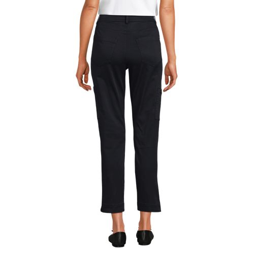  Lands' End 7/8-cargohose Aus Lyocell-mischung Mid Waist, Damen, Größe:34 Petite, Schwarz, Baumwolle/lyocell (viskose)/baumwoll-mischung, By Lands' End 