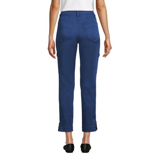  Lands' End 7/8-cargohose Aus Lyocell-mischung Mid Waist, Damen, Größe:34 Petite, Blau, Baumwolle/lyocell (viskose)/baumwoll-mischung, By Lands' End 