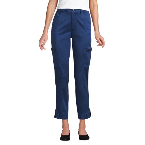  Lands' End 7/8-cargohose Aus Lyocell-mischung Mid Waist, Damen, Größe:34 Petite, Blau, Baumwolle/lyocell (viskose)/baumwoll-mischung, By Lands' End 