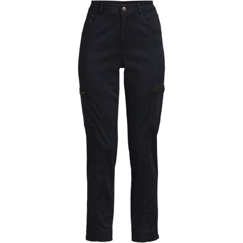  Lands' End 7/8-cargohose Aus Lyocell-mischung Mid Waist, Damen, Größe:34 Petite, Schwarz, Baumwolle/lyocell (viskose)/baumwoll-mischung, By Lands' End 