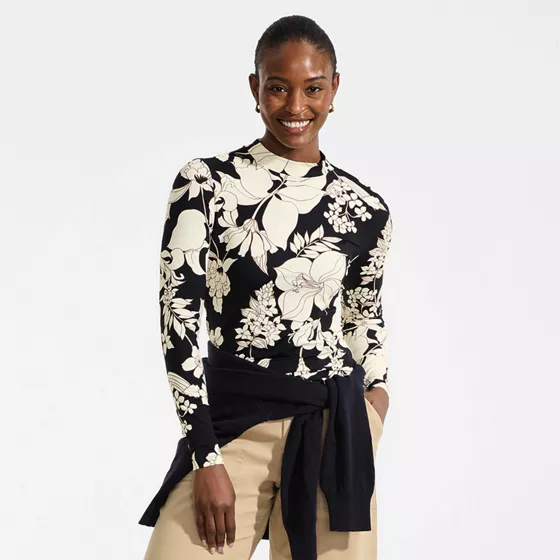 Women's Long Sleeve Garden Tee Mock Neck- Sunshade UPF 50 Quick Dry - primary