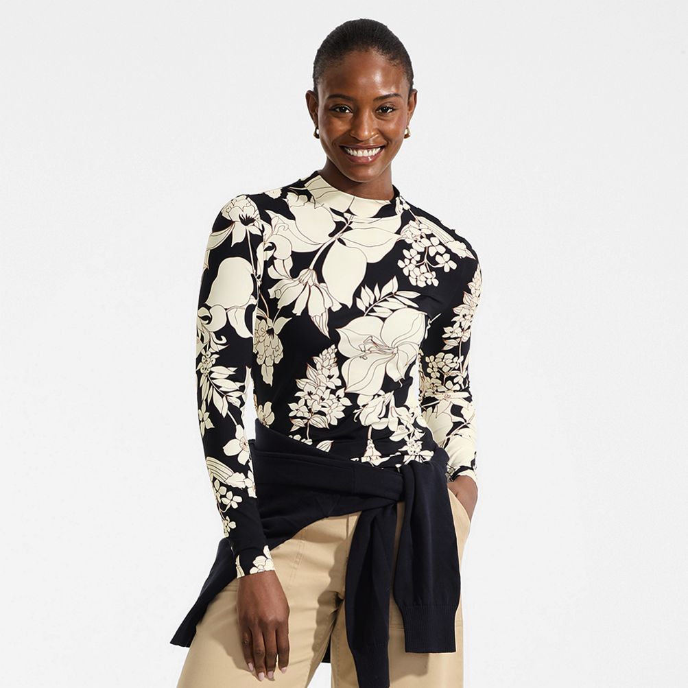 Women's Long Sleeve Garden Tee Mock Neck- Sunshade UPF 50 Quick