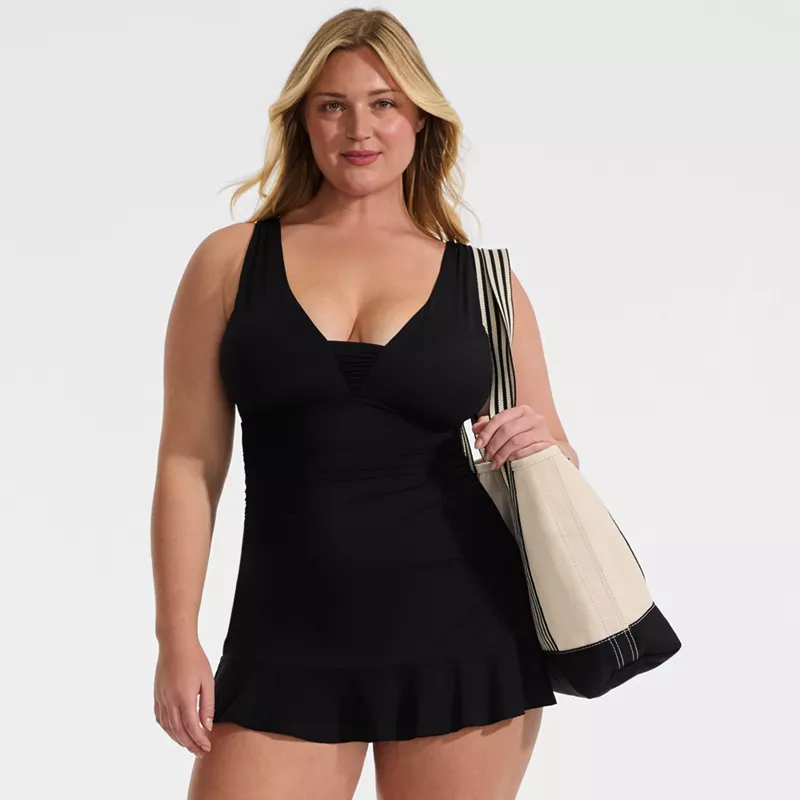 Women's Plus Size SlenderSuit Grecian Mini Swim Dress, alternative image