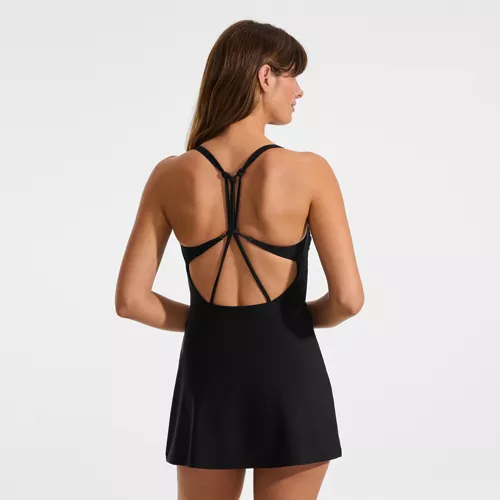 Womens Tugless QuickDry Strappy Back Mini Swim Dress, alternative image