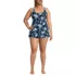 Womens Plus Size Tugless QuickDry Strappy Back Mini Swim Dress, Front
