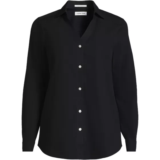 School Uniform Women's No Iron Broadcloth Long Sleeve Splitneck Shirt - primary