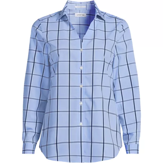 School Uniform Women's No Iron Broadcloth Long Sleeve Splitneck Shirt - primary