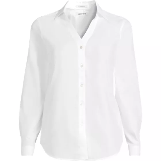 School Uniform Women's No Iron Broadcloth Long Sleeve Splitneck Shirt - primary