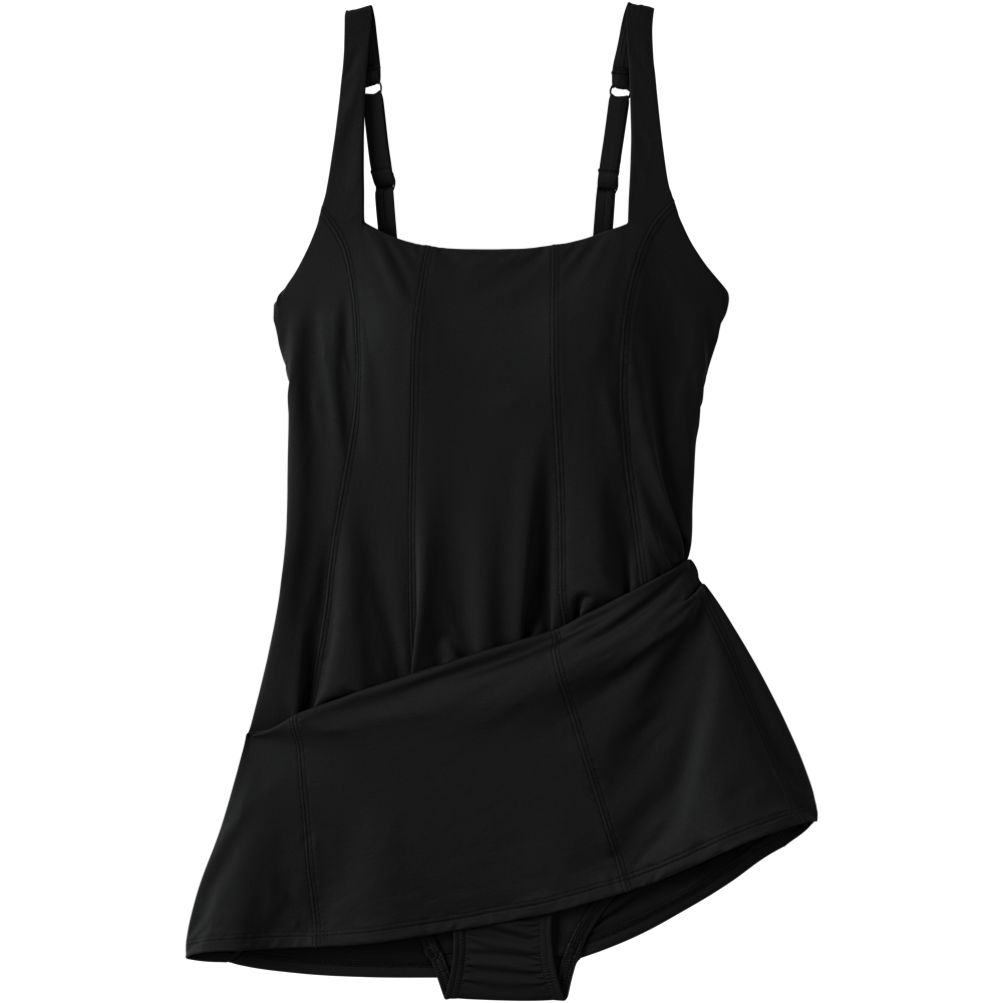 corset swim dress Lands' End Women's Square Neck Corset Seamed Swim Dress