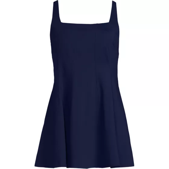 Women's Square Neck Corset Seamed Swim Dress - primary