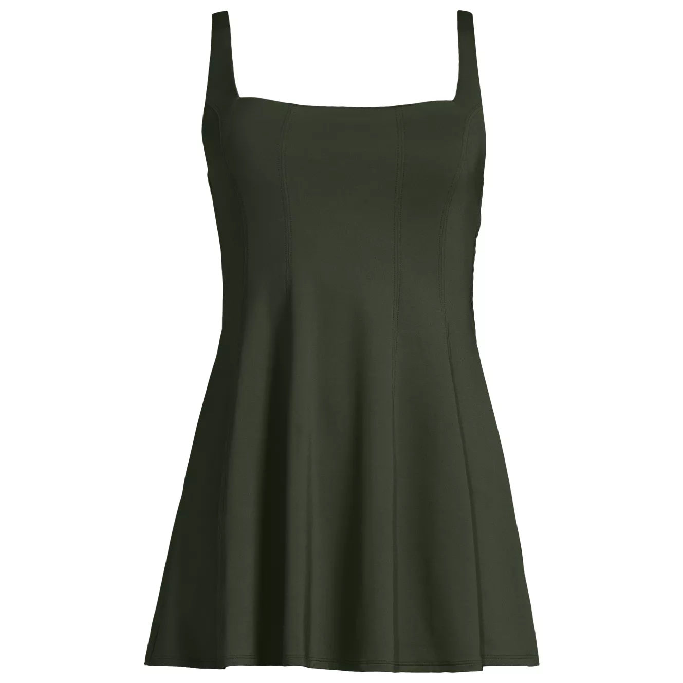 Women's Square Neck Corset Seamed Swim Dress