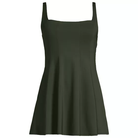 Women's Square Neck Corset Seamed Swim Dress - primary