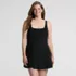Women's Square Neck Corset Seamed Swim Dress, Front