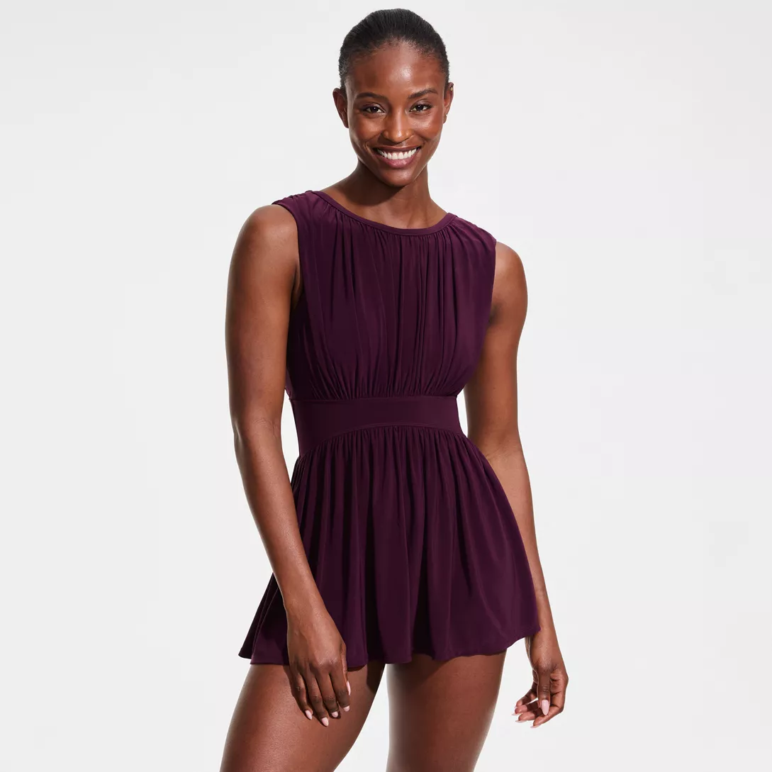 Women's High Neck Ruched Swim Dress