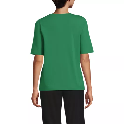 Women's Supima Jersey Half Sleeve Splitneck Shirt, Back