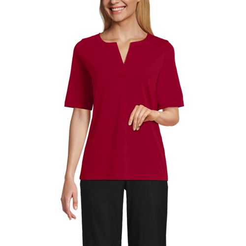 School Uniform Women's Supima Jersey Half Sleeve Splitneck Shirt - image 5