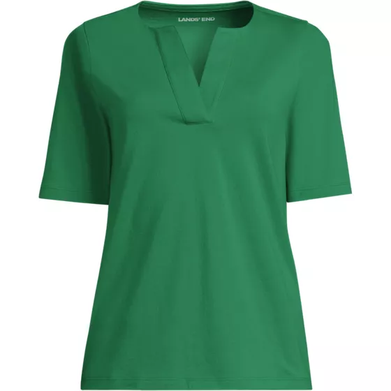 Women's Supima Jersey Half Sleeve Splitneck Shirt - primary