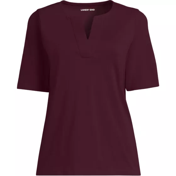 Women's Supima Jersey Half Sleeve Splitneck Shirt - primary