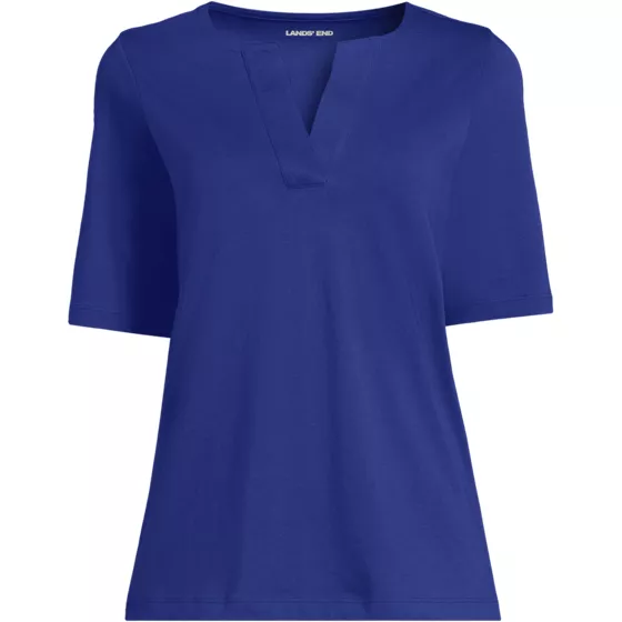 Women's Supima Jersey Half Sleeve Splitneck Shirt - primary