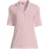 School Uniform Women's Drop Needle Rib Half Sleeve Button Front Top, Front