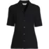 Women's Drop Needle Rib Half Sleeve Button Front Top, Front