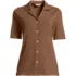 Women's Drop Needle Rib Half Sleeve Button Front Top, Front