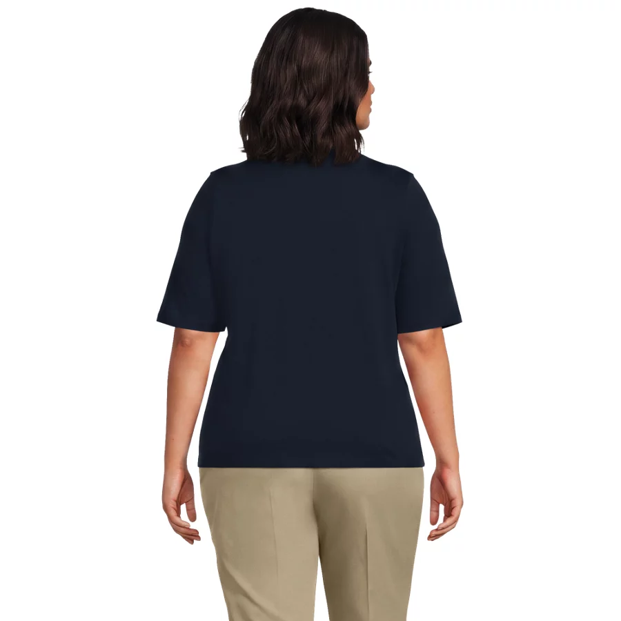 School Uniform Women's Supima Jersey Half Sleeve Splitneck Shirt view 4