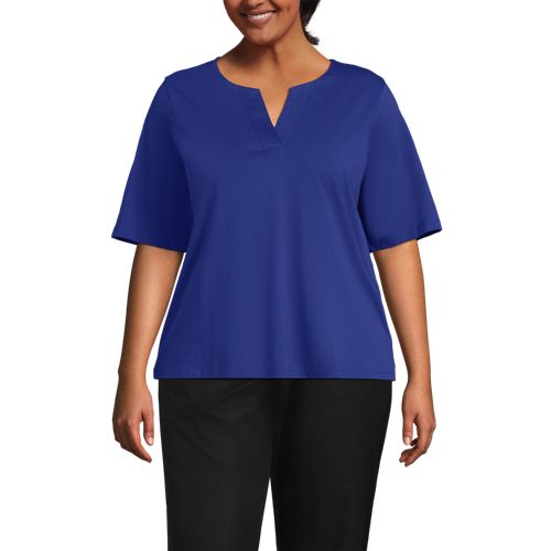 School Uniform Women's Supima Jersey Half Sleeve Splitneck Shirt - image 2