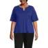 Women's Plus Supima Jersey Half Sleeve Splitneck Shirt, Front