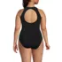 Women's Plus Size Tugless High Neck Portrait Back One Piece Swimsuit, Back
